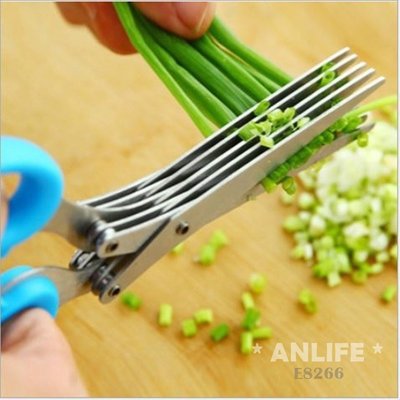ANLIFE》不鏽鋼廚房剪刀 五層蔥花剪刀 海苔紫菜碎食剪刀 碎紙剪刀 切蔥器E8266