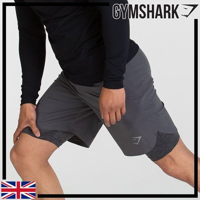 GYMSHARK PERFORATED TWO IN ONE SHORTS 穿孔兩件式短褲-炭