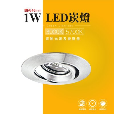 台灣製造 LED 1W 崁燈 嵌燈 一體式 投射燈 投光燈 櫥櫃燈 室內燈 櫥窗展示 商業照明 重點照明