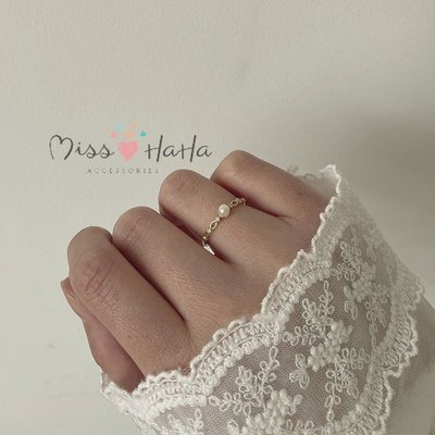 ＊Miss Ha Ha＊VYC3780 ．法式珍珠碎鑽戒指 ．預購2108
