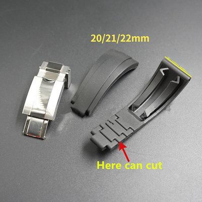 適用於 Seiko 勞力士Rolex Daytona  GMT 手鍊黑色橡膠錶帶替換防水矽膠 20 21 22mm