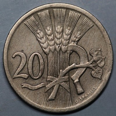 老頭古行（可議價）（衍蚨軒）外國錢幣捷克斯洛伐克1938年20赫勒硬幣國徽版20mm-488