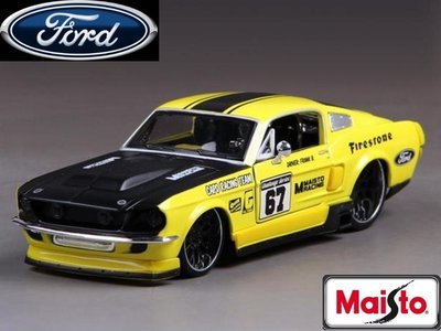 【Ford汽車模型】1967年 福特野馬 Ford Mustang GT 黃色 美馳圖 Maisto 1/24精品車模