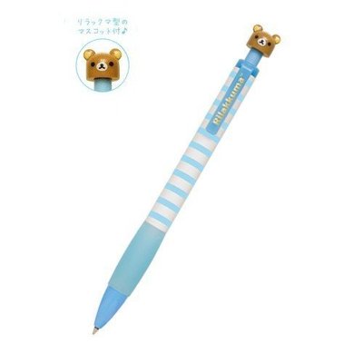 【唯愛日本】15100900011 立體偶原子筆-懶熊藍條紋 SAN-X 懶熊 啦啦熊 原子筆 筆 文具 書寫用具