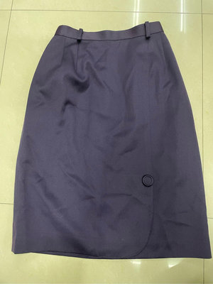 出清 二手 日本製 毛料 葡萄紫 紫色 及膝裙 38號 9號 M號 女裝 裙子 古著 復古 OL 面試服