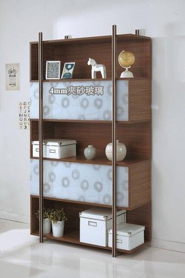 【風禾家具】HGS-639-1@YS系統板胡桃3.5尺雙面隔間櫃【台中市區免運送到家】書櫃 玄關櫃 展示櫃 台灣製傢俱