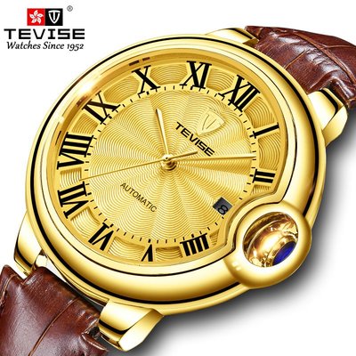 【飾碧得】TEVIS特威斯新款商務品牌手錶男士防水不銹鋼全自動休閒機械表T842C