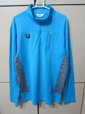 衣市藍~FILA outdoor 立領內磨毛長袖POLO衫 (L~天藍色~) (221011)