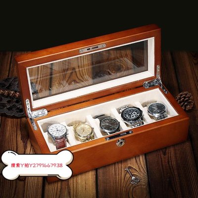 現貨熱銷-澳洲進口櫻桃木純實木手表盒手表展示盒收藏盒收納盒放表盒五只裝免運
