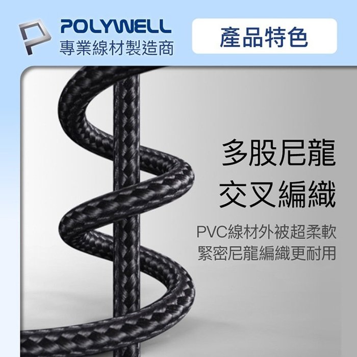 【珍愛頌】寶利威爾 USB Type-C To C 100W數位顯示PD快充線 2米 iPad 安卓 POLYWELL