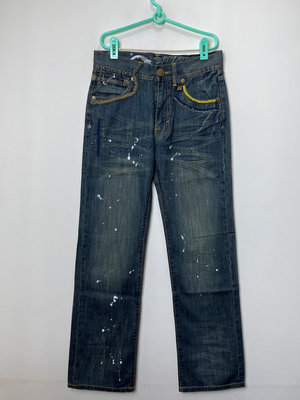 MJK 701元起標 全新 BIG TRAIN 深藍刷色 美式風 潑漆 直筒牛仔褲 30腰