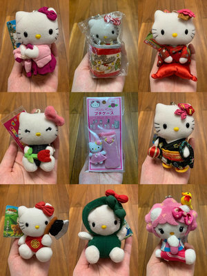 絕版Hello Kitty玉米罐瞇瞇眼和服金太郎綠藻等掛件小