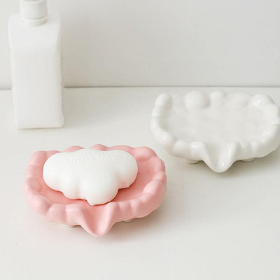 北歐ins陶瓷肥皂盒家用高檔簡約衛生間創意不積水瀝水香皂置物架~優樂美
