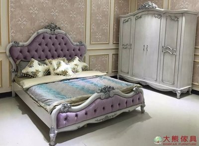【大熊傢俱】香柯 新古典 雙人床 床台 床架 六尺床 法式 布藝雙人床