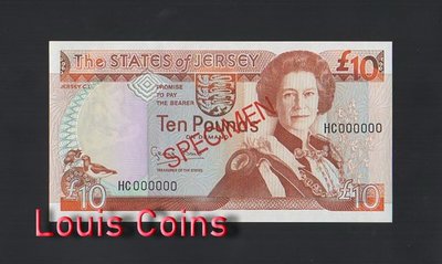 【Louis Coins】B333-JERSEY-1993澤西紙幣,10 Pounds樣鈔
