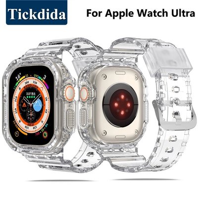 2 合 1 錶帶 + 蘋果手錶 Ultra 錶帶 49mm 45mm 錶帶集成矽膠運動錶帶, 適用於 Apple Wat