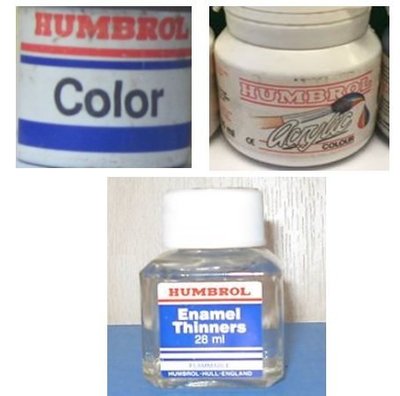 原裝 Humbrol 琺瑯漆 藍色 FS35044 +壓克力水性漆 消光砂土色+ 琺瑯漆用溶劑 (舊店庫存)
