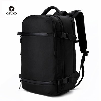 現貨男士背包ozuko男士背包雙肩包男商務筆記本電腦背包戶外多功能防水旅行包