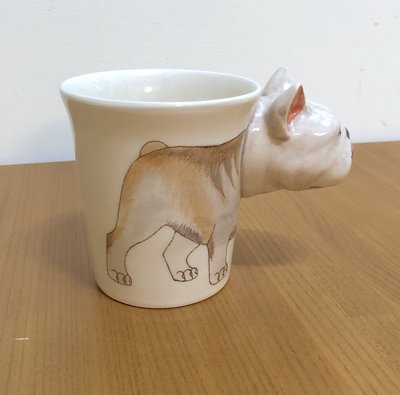 法國 立體鬥牛犬 手繪 陶瓷 馬克杯 杯子