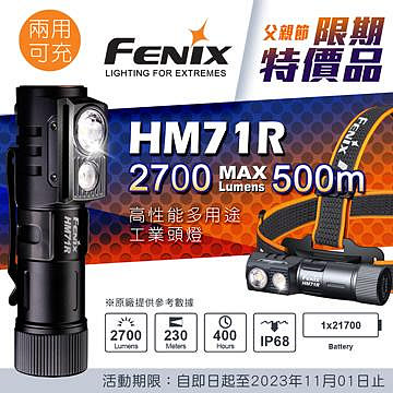 【電筒王】FENIX HM71R 2700流明 230米 高性能多用途工業頭燈 聚泛光雙模式 手電/頭燈兩用