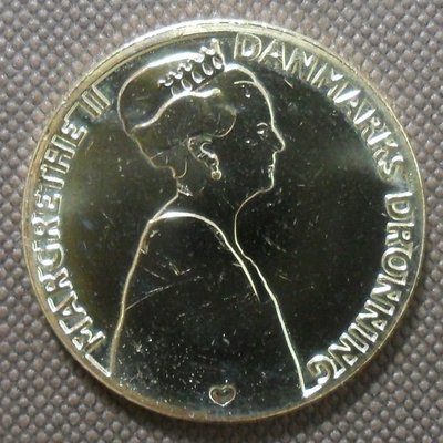 【古幣收藏】丹麥2022年瑪格麗特二世女王登基50周年20克朗紀念幣