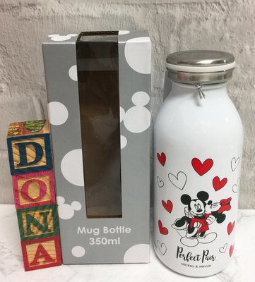 🌸Dona代購🌸現貨 日本迪士尼store限定 米奇米妮愛心LOVE情人節牛奶罐造型 保溫杯/保溫瓶/隨行杯 B03