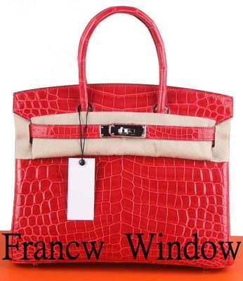 France Window 愛馬仕柏金包杜鵑紅色 亮面兩點鱷魚皮Hermes Birkin 30cm