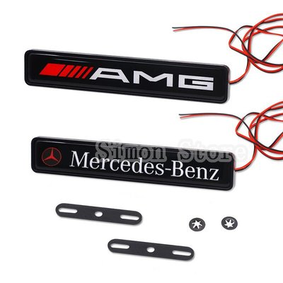 賓士 Benz AMG W203 W211 W212汽車中網LED發光車標燈 亞克力改裝車標發光日行燈 前格柵裝飾氛圍燈