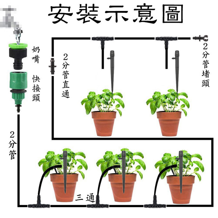 【珍愛頌】N233 10米套裝 可調式蘑菇地插噴頭套餐 散射噴頭 澆水 澆花 花盆 植栽 花卉 樹苗 種菜 自動澆花