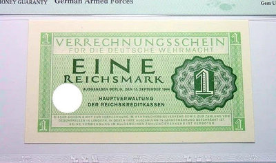 【二手】 PMG MS66 德國1944年1馬克 原光挺版外國紙幣870 錢幣 紙幣 硬幣【經典錢幣】