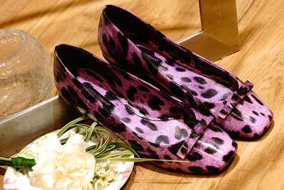 【COCO 精品專賣】Dolce & Gabbana Ballerina 漆皮 豹紋 娃娃鞋 紫 35.5 現貨