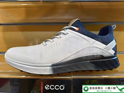 [小鷹小舖] ECCO M Golf S-Three 10290401007 高爾夫 男 球鞋 無釘 防水透氣 白