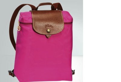 法國longchamp原廠全新正品現品LE PLIAGE 背包 專櫃 名牌 摺疊 後背包 休閒包 仙客來紫紅色