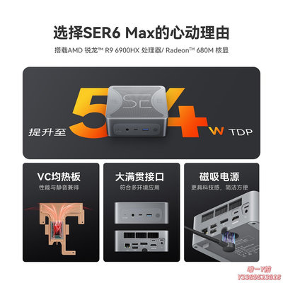 遊戲機「限量隱藏款」零刻SER6 MAX解鎖版 6900HX 高性能AMD銳龍9 8核16線程 游戲辦公迷你主機 AMD