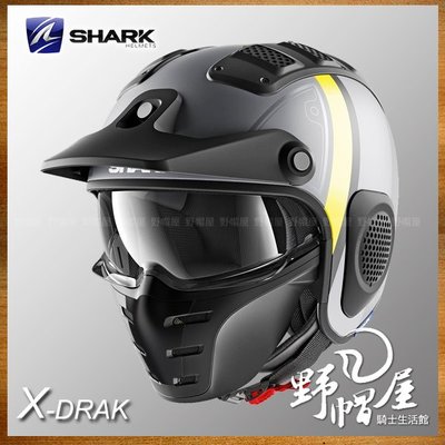 三重《野帽屋》SHARK X-DRAK 3/4罩 安全帽 復古 越野 造型 RAW。Terrence Mat 消光灰灰黃
