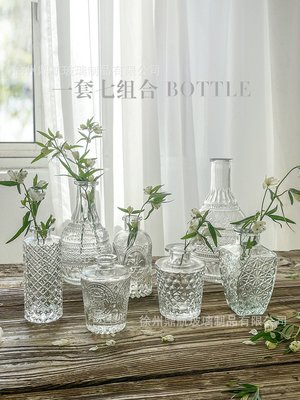 漫友擺件 玻璃家居品花瓶擺件客廳插花玻璃輕奢新款輕奢復古餐桌擺件