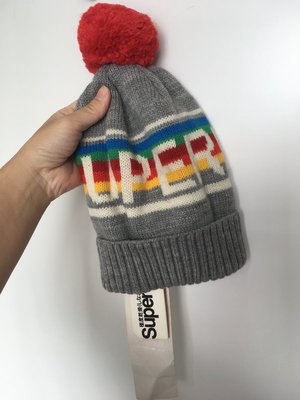 香港代購 真品 正品 土耳其製 極度乾燥 SUPERDRY 毛帽 灰色 彩虹帽 彩虹 帽 帽子