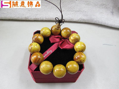 挖寶迎好年 海南島黃金柚木黃金樟對眼佛珠手串20mm-随意飾品