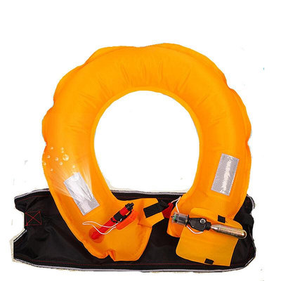 百舸防汛防洪充氣救生圈可攜式腰帶式H救生衣氣脹式手動自動救生