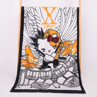 [現貨]凱蒂貓 feat. X Japan yoshikitty 搖滾 重金屬樂團 浴巾 沙灘巾運動毛巾 生日 交換禮物