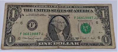 低價 1988 年 舊版早期 美國 1 元 A版 ONE Dollar 美金 紙鈔