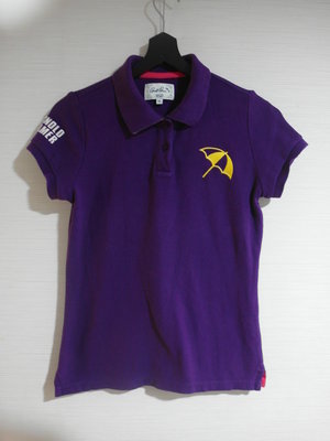 法國雨傘牌女子紫色電繡短袖POLO衫