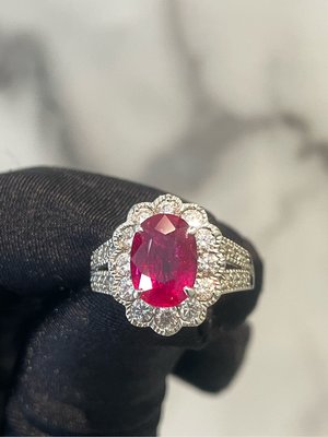 『行家珠寶Maven』GIA天然紅寶石3.05克拉搭配天然鑽石1克拉白金鉑金優雅設計款戒指