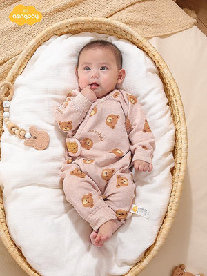 Aengbay嬰兒保暖內衣冬保暖初生兒連體衣和尚服哈衣寶寶衣服德絨