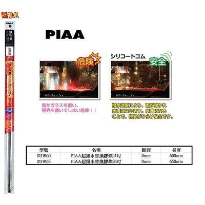 【日本進口車用精品百貨】PIAA 超撥水 替換膠條 硬骨雨刷用 26吋 - SUW65