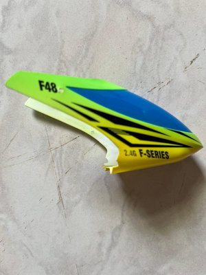 (大樹的家):美嘉欣F48單槳無副翼遙控直昇機原廠配件:機頭罩(黃藍色)大特價
