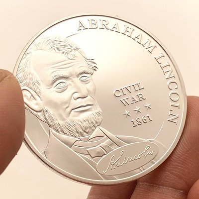 特價！現貨 美國第16任總統林肯鍍銀紀念幣 收藏幣工藝硬幣金幣紀念章