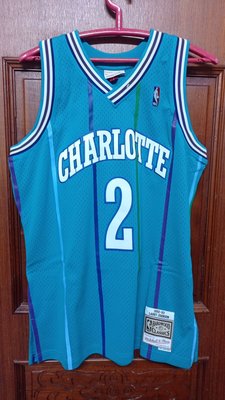 NBA夏洛特黃蜂隊Larry Johnson客場湖水綠色球衣XL號