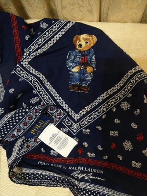 Polo Ralph Lauren 泰迪熊 100%純棉絲巾 方巾 領巾 圍巾 全新品 購至美國 52*52cm
