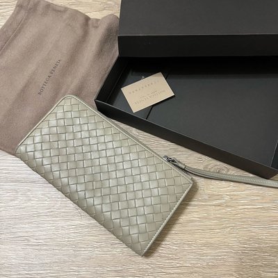 瑞奇二手精品 Bottega veneta 淺灰 長夾 近新品